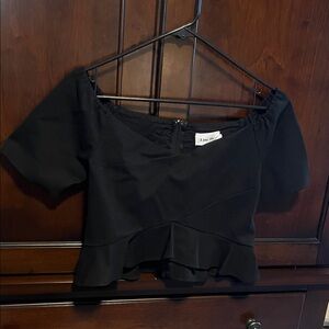 Line & Dot Black Off-Shoulder Blouse